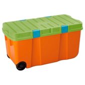 100L Tuff box with lid, orange & green