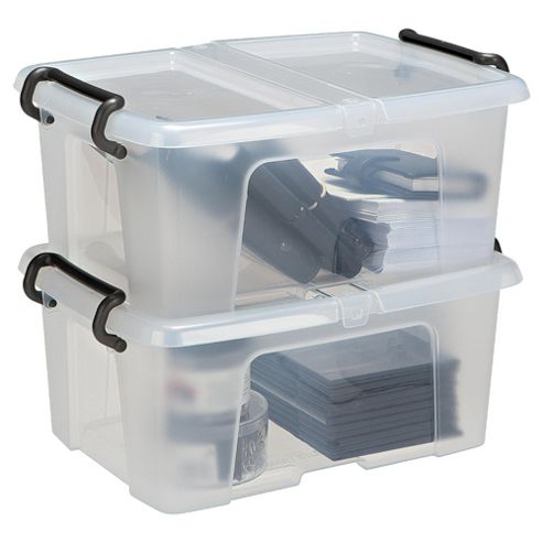 Image of Strata Plastic Storage Box With Lid - 12l - 2 Pack