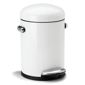 Simplehuman 3 Litres Round Retro Pedal Bin - White