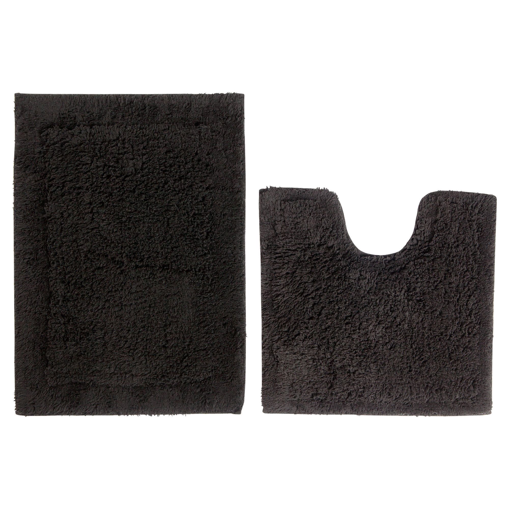 Tesco Pedestal and Bath Mat Set Black