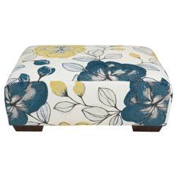 Amelie Fabric Footstool Teal Floral