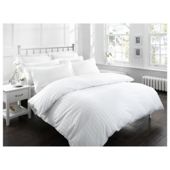Finest Pima Cotton Satin Stripe King Size Duvet Set, White