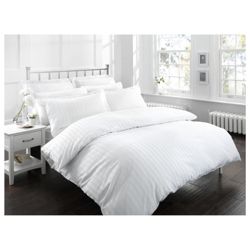 Finest Pima Cotton Satin Stripe King Size Duvet Set, White