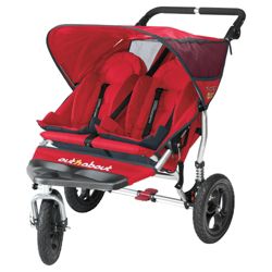 Out 'n' About V2 Nipper 360, 3 wheeler Double Pushchair, Red