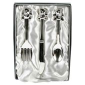 Silver-plated Knife, Fork & Spoon Set With Teddy Tops