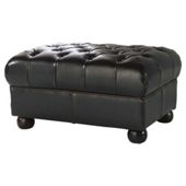 Chesterfield Leather Footstool, Brown