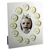 Nursery aluminium Photo frame Babys First Year 12 inserts pearlized white