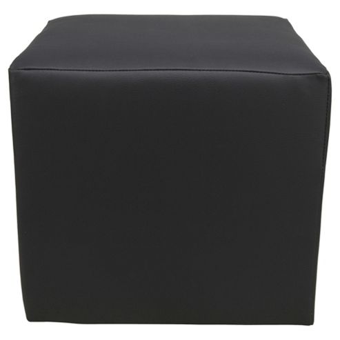 Image of Stanza Leather Effect Cube / Foot Stool Black