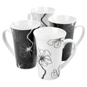 Tesco mono mugs, 4 pack