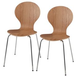 Pair Of Bistro Chairs, Oak Veneer