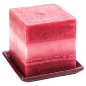 Tesco square candle & holder, purple