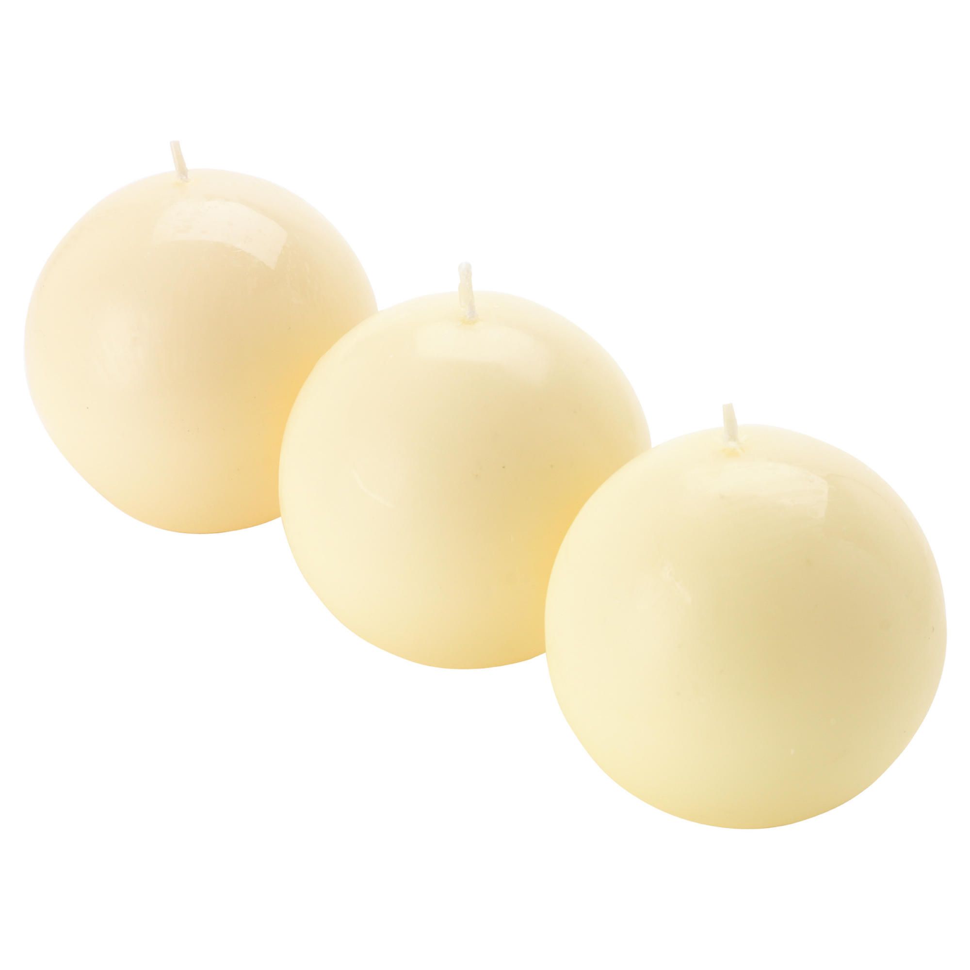 Tesco white unscented ball candles, 3 pack