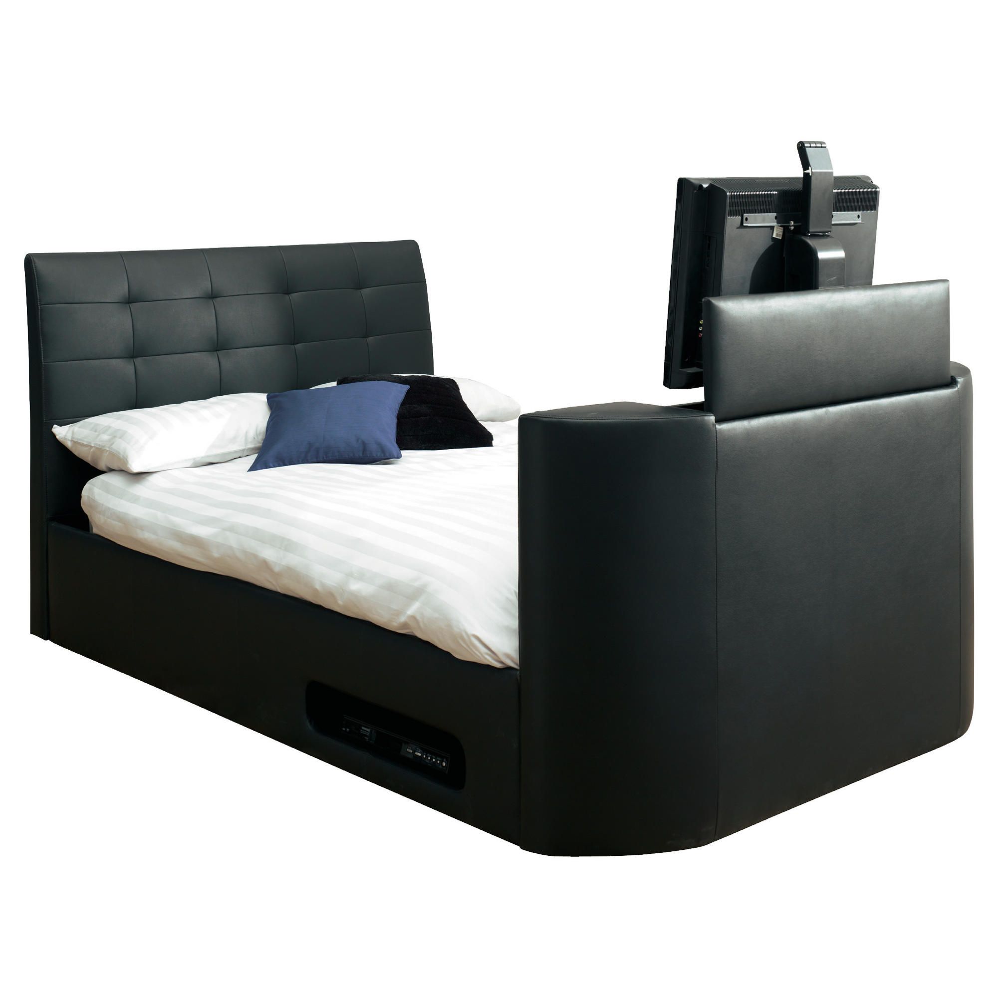 Hampton Double Wireless Tv Bed Frame, Black at Tesco Direct