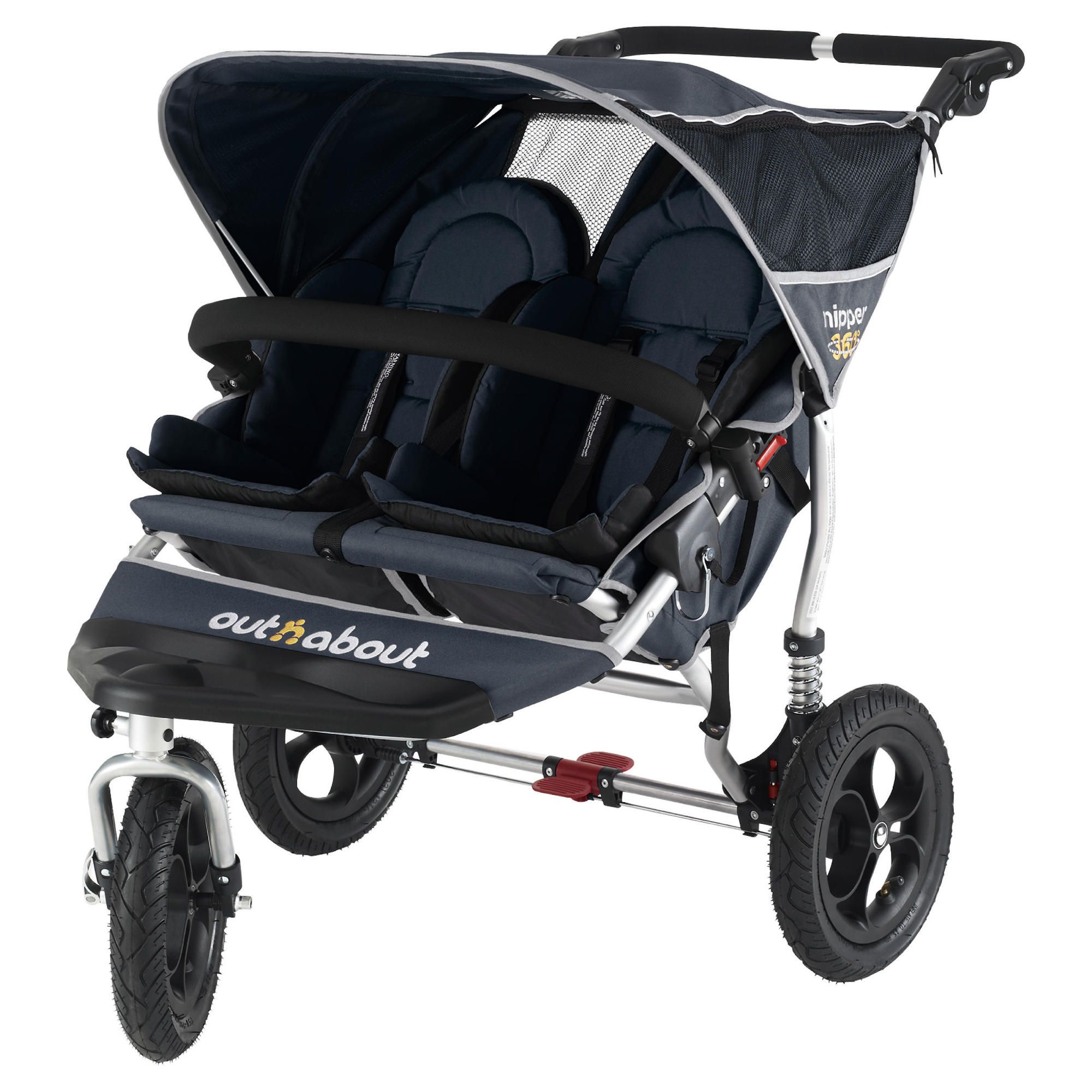 Out 'n' About V2 Nipper 360, 3 wheeler Double pushchair, Navy at Tescos Direct