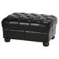 Chesterfield Leather Footstool, Black