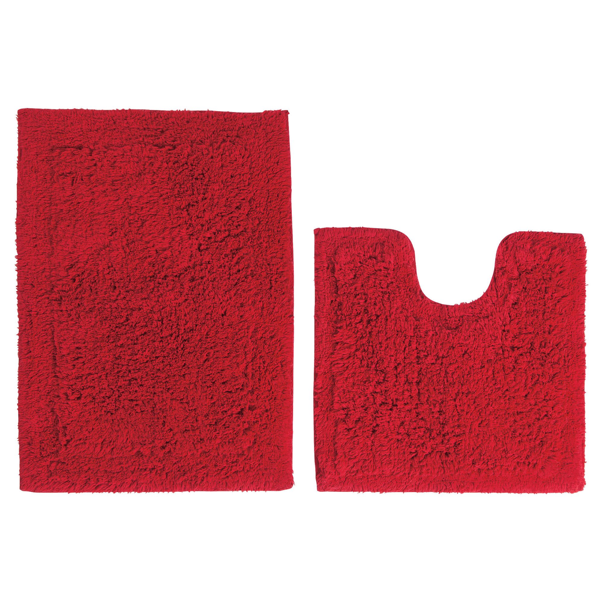 Tesco Pedestal and Bath Mat Set Red