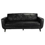Lorenzo Leather Large Sofa Black
