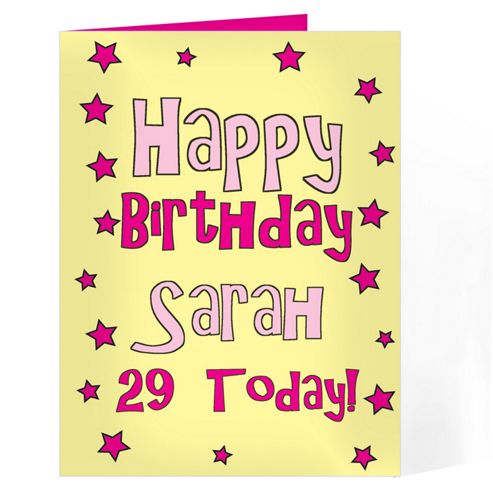 Image of Personalised Pink Stars Birthday Age Card