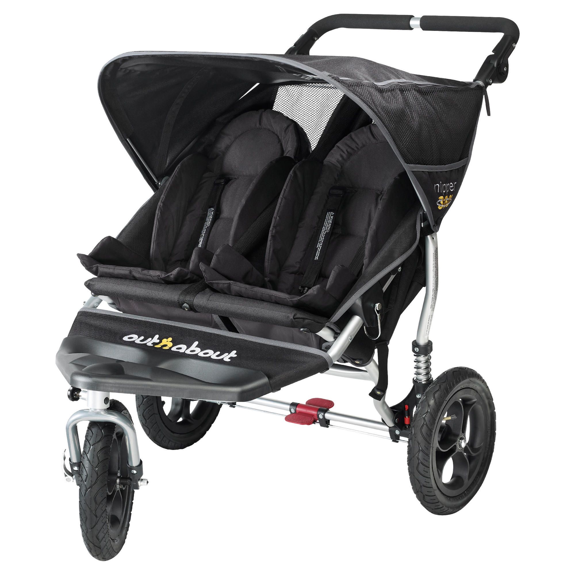 Out 'n' About V2 Nipper 360, 3 wheeler Double Pushchair, Black at Tescos Direct