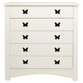Butterfly 5 Drawers Chest, White