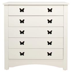 Butterfly 5 Drawers Chest, White