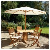 Dorney Teak 4 Seat Set Dressed inc Parasol