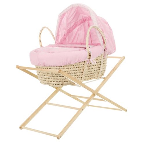 Image of Obaby B Is For Bear Moses Basket With Stand, Pink