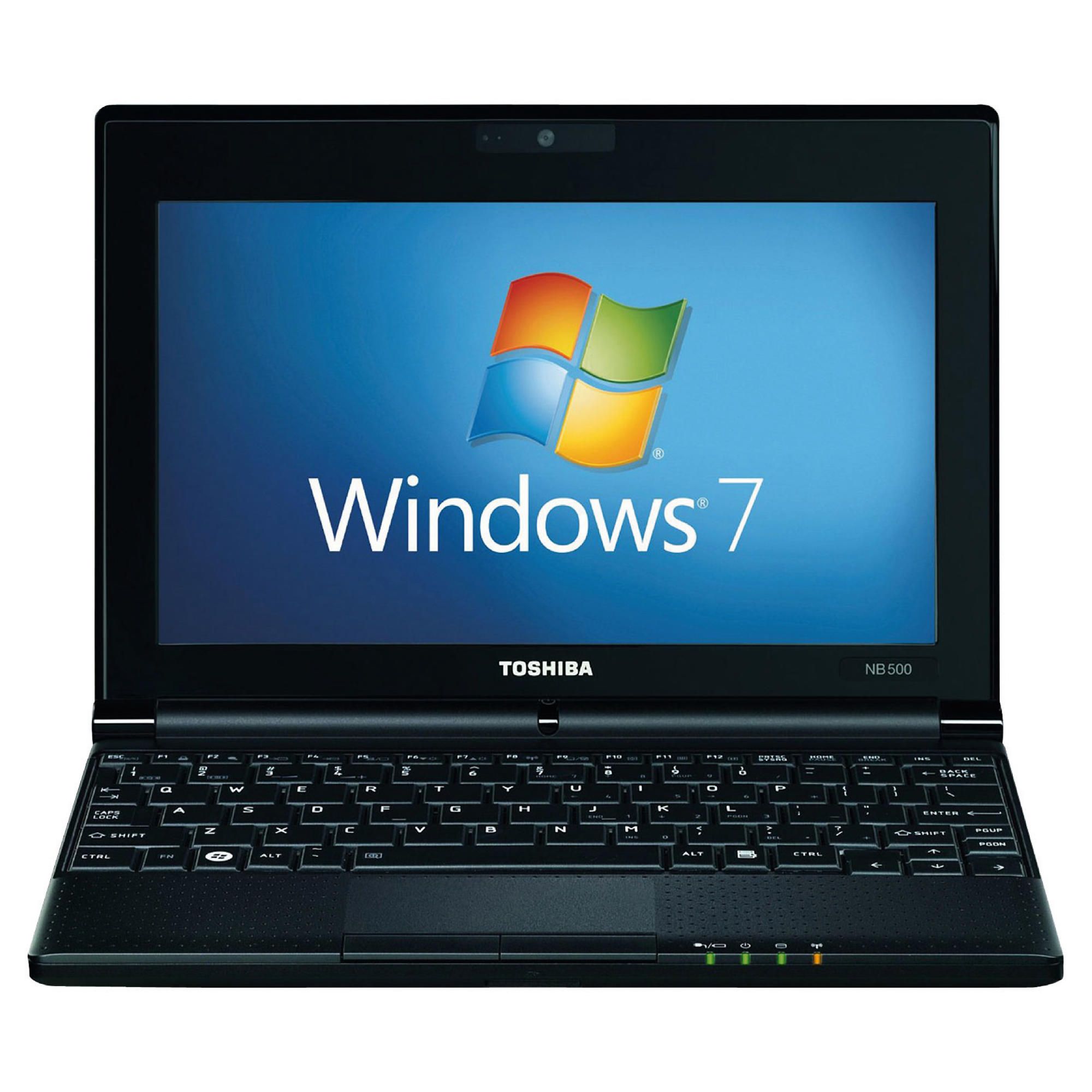 Toshiba NB500-11D Netbook Intel Atom (N455) 1.66GHz 1024MB 250GB 10.1 inch TFT WLAN Windows 7 Starter (Intel GMA 3150) (Matt Black) at Tesco Direct