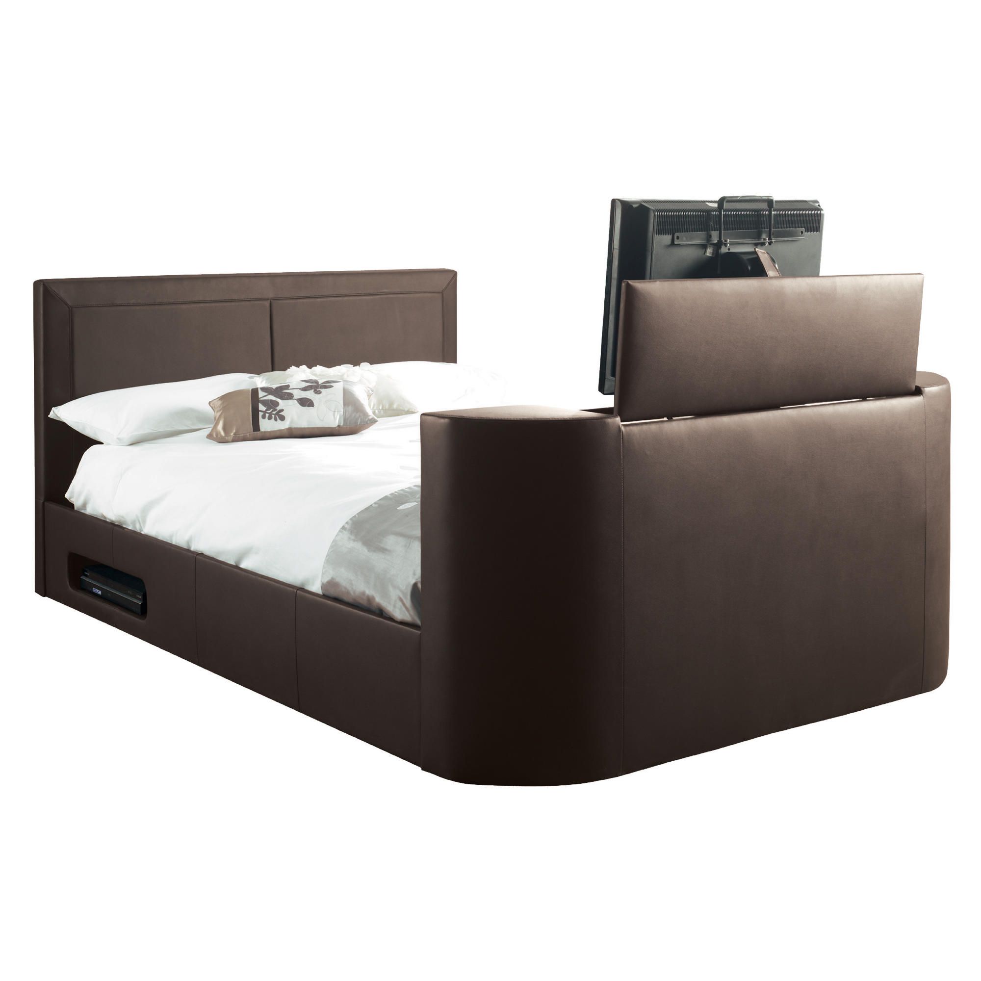 Charlotte King Gas Lift Tv Bed Frame, Brown at Tesco Direct