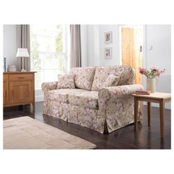 Louisa Sofa Bed with Removable Fabric Cover, Floral Brown