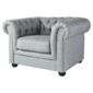 Chesterfield Linen Armchair Silver