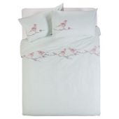 Patterned Birds Duvet Double Aqua