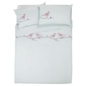 Patterned Birds Duvet Double Aqua