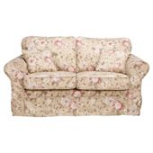 Louisa Medium Sofa with Removable Fabric Cover, Floral Brown