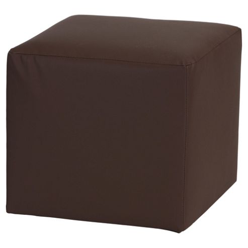Image of Stanza Leather Effect Cube / Foot Stool Chocolate