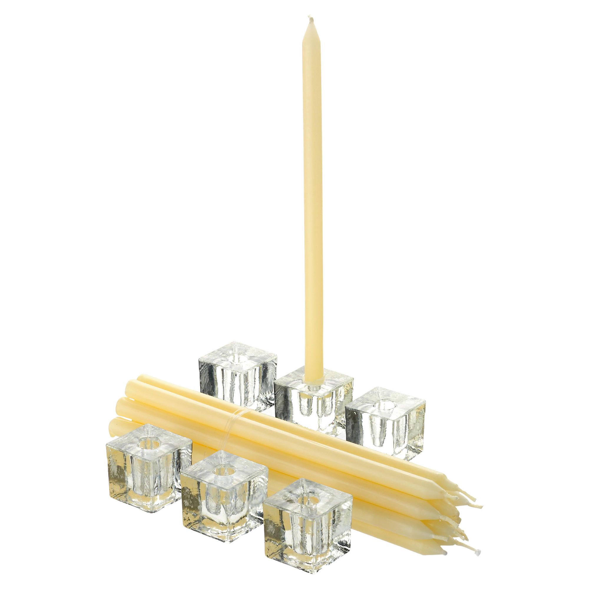 Taper candles with holders, 12 pack