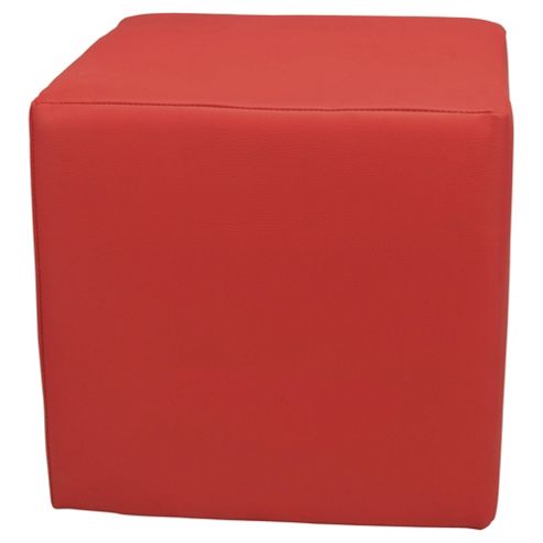 Image of Stanza Leather Effect Cube / Foot Stool Red
