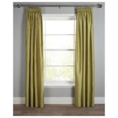 Tesco Faux Silk Lined pencil pleat Curtains W162xL229cm (64x90"), Green