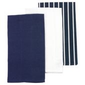 Tesco Blue Butcher Stripes Stripe Tea Towel 3pk