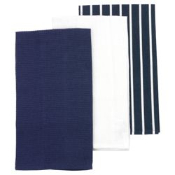 Tesco Blue Butcher Stripes Stripe Tea Towel 3pk