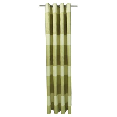 Image of Tesco Stripe Taffetta Lined Eyelet Curtains - Green