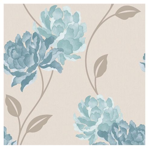 Image of Dulux Peony Wallpaper, Teal