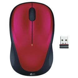 Logitech M235 Mouse - Optical - Wireless - Red - Radio Frequency - USB - Scroll Wheel