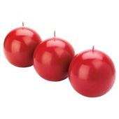 Tesco unfragranced red ball candles 3pk