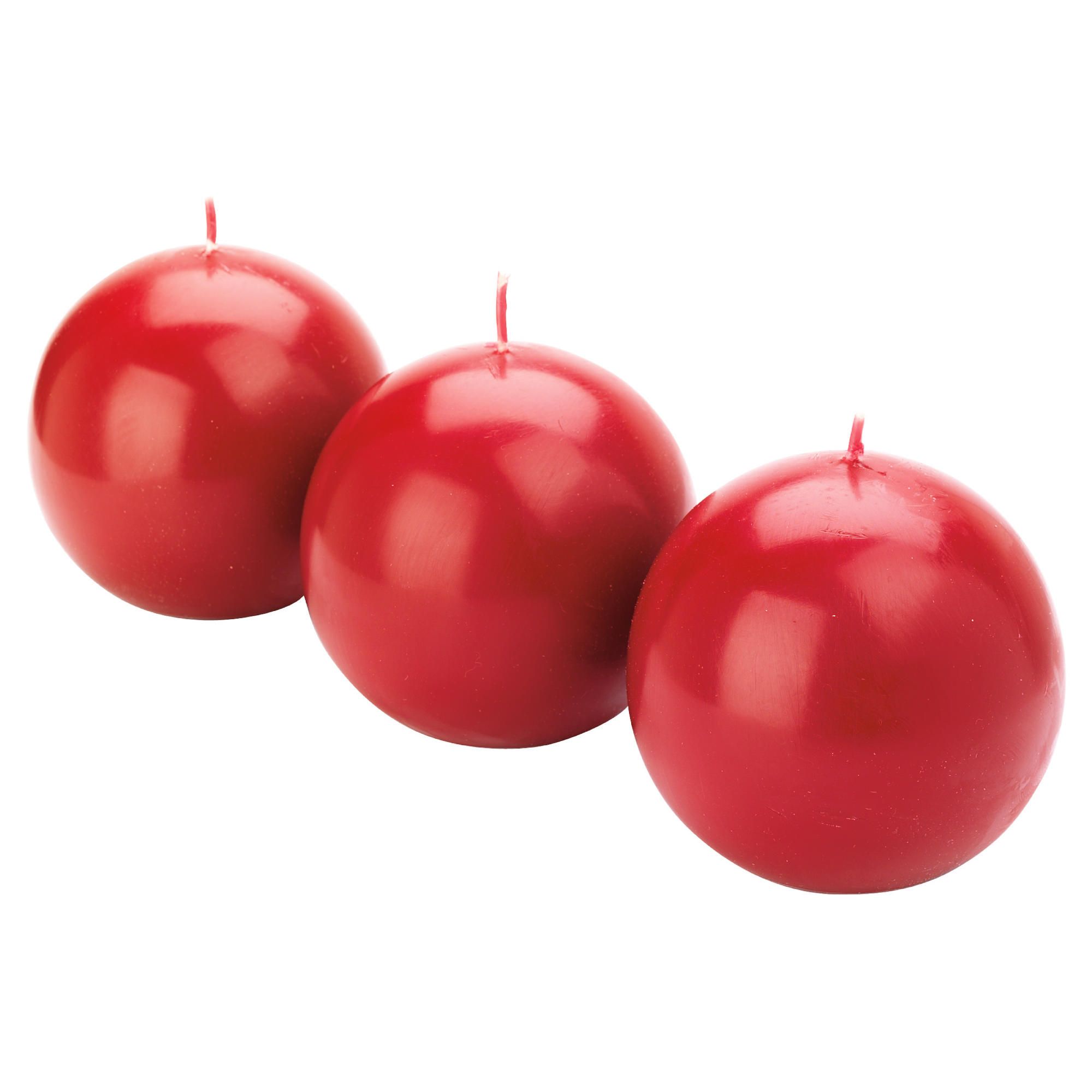 Tesco unfragranced red ball candles 3pk