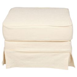 Louisa Loose Cover Fabric Footstool Cream Jaquard