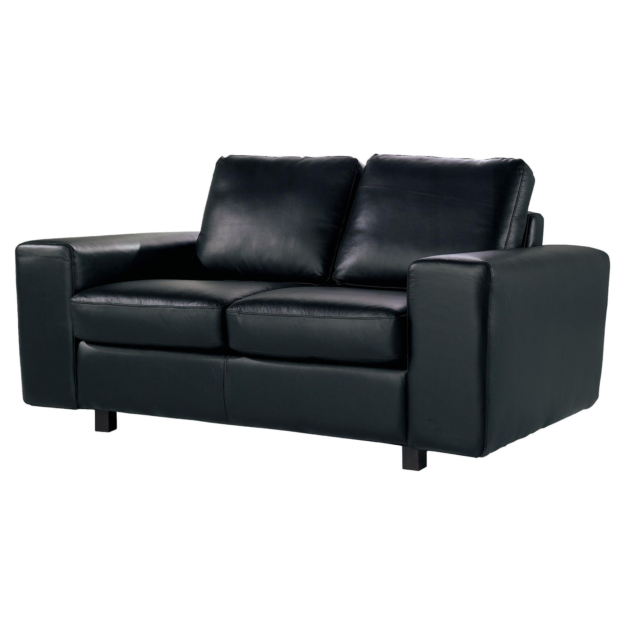 Marcello Small Leather Sofa Black at Tesco Direct