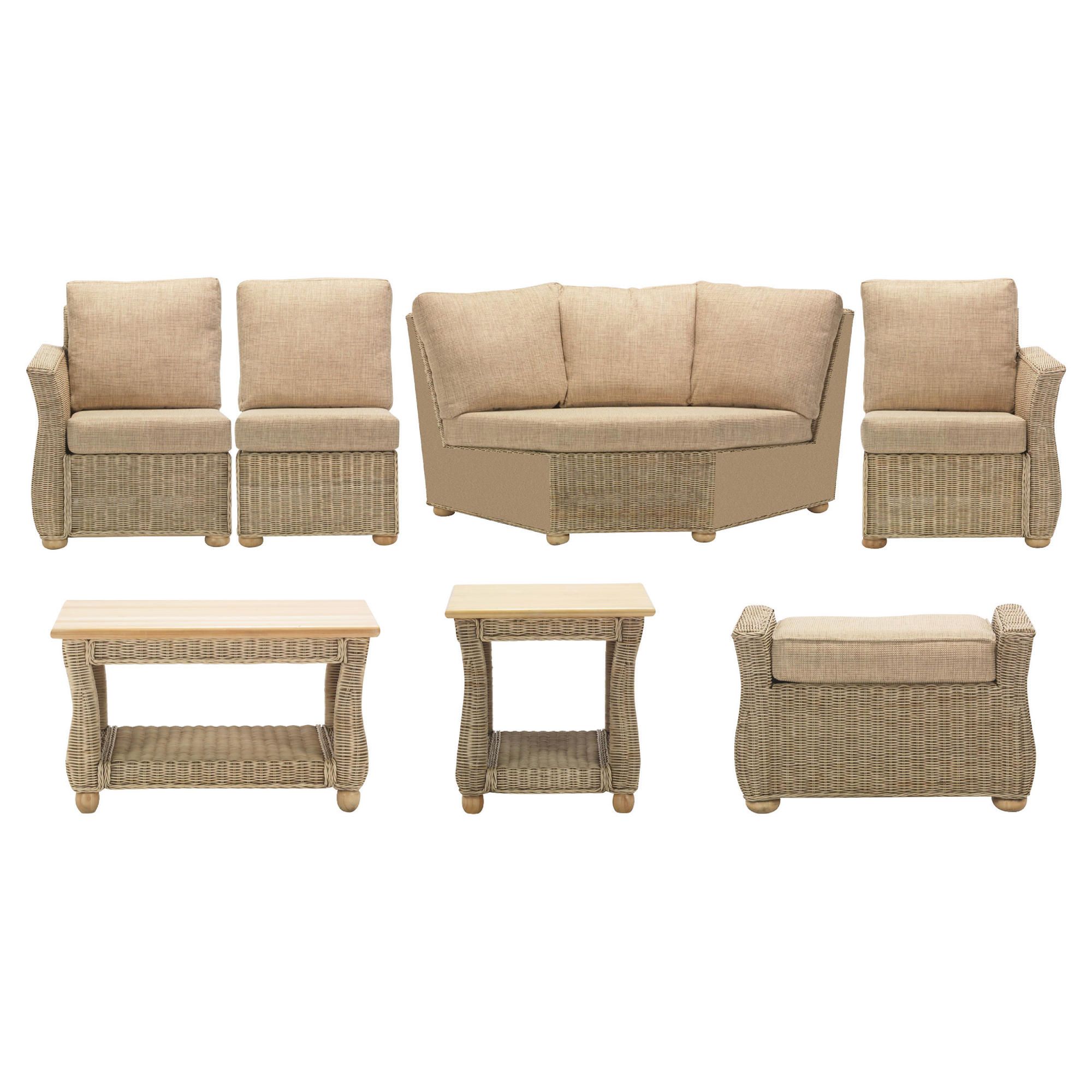 Corsica 7 Piece Suite Conservatory Set (Left, Right, Armless, Corner, Coffee table, Lamp table & Footstool) at Tesco Direct