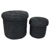 Tesco Set of 2 Straw Storage Baskets Black