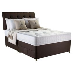 Rest Assured Adore Inc Headboard Classic 1000 Pocket Sprung Single 2 Drawer Divan Bed, Chestnut